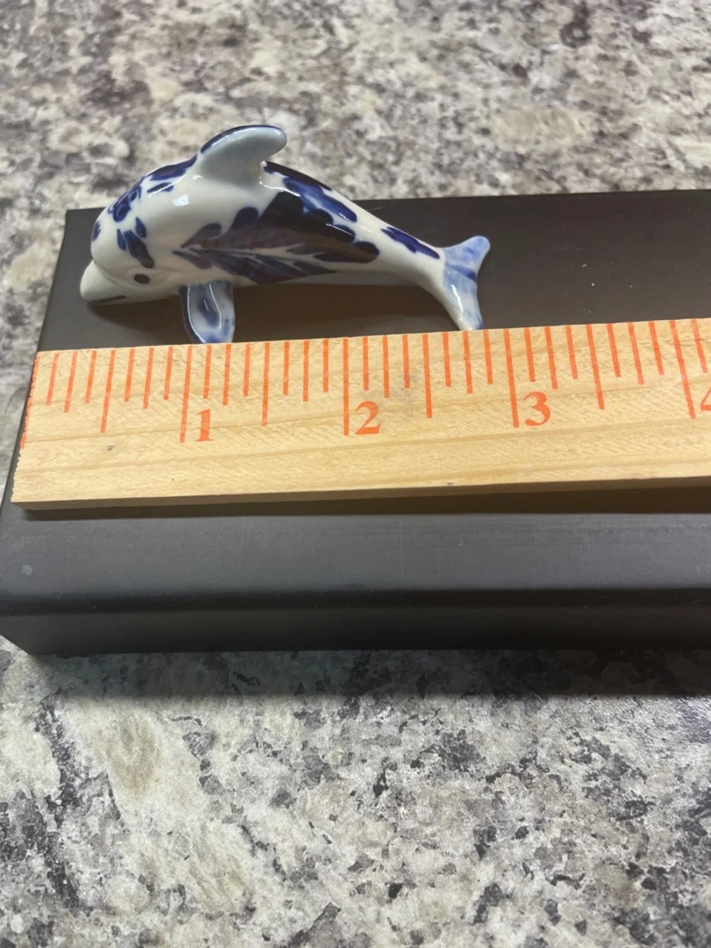 Blue and White Porcelain Dolphin Figurine - Decorative Fish Accent